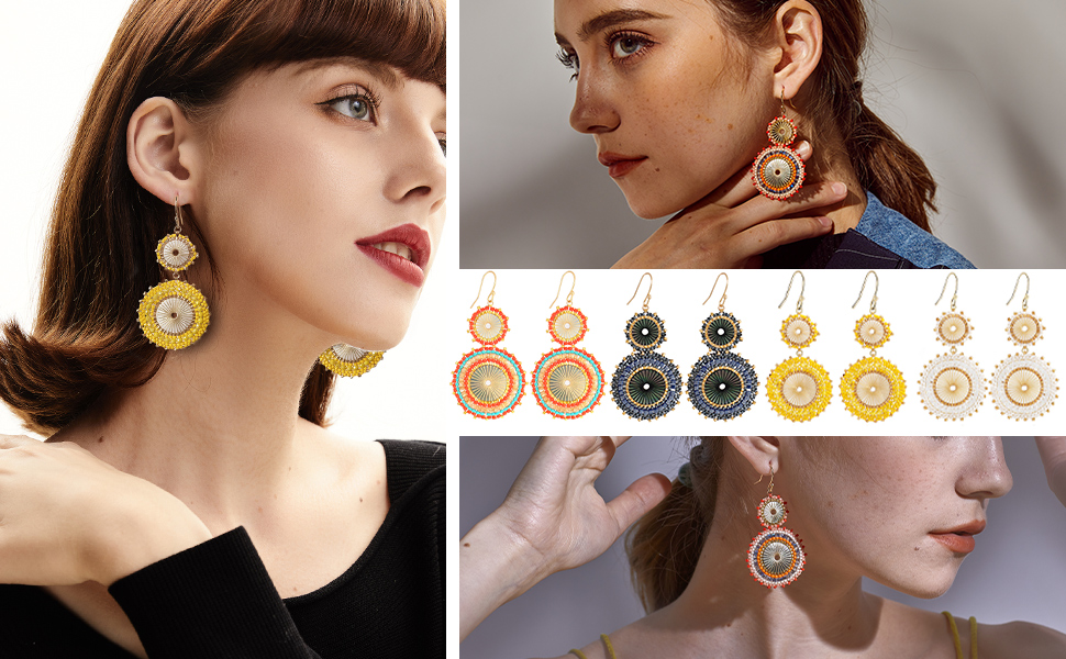 Badu Seed Beaded Circle Beads Earrings