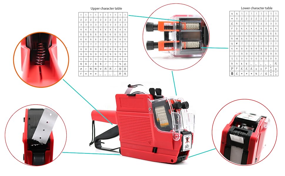 2Line 20 Digits Price Labeler MX6600 Label Gun with 3 Inkers 5 Rolls/2800 Stickers