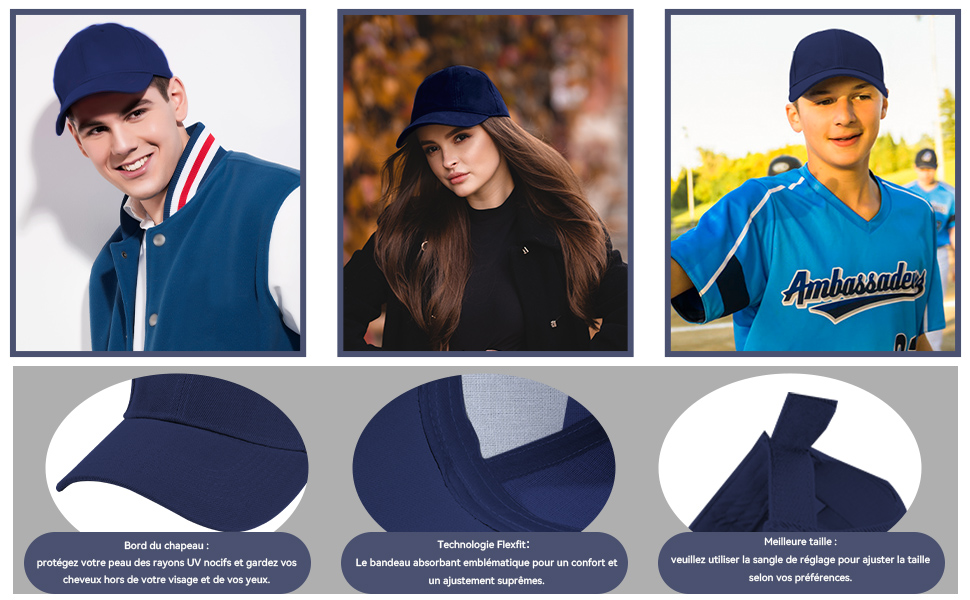 Aomig Casquette de Baseball, Coton AntiSoleil Baseball Cap, Homme Femme été Unisexe Réglable