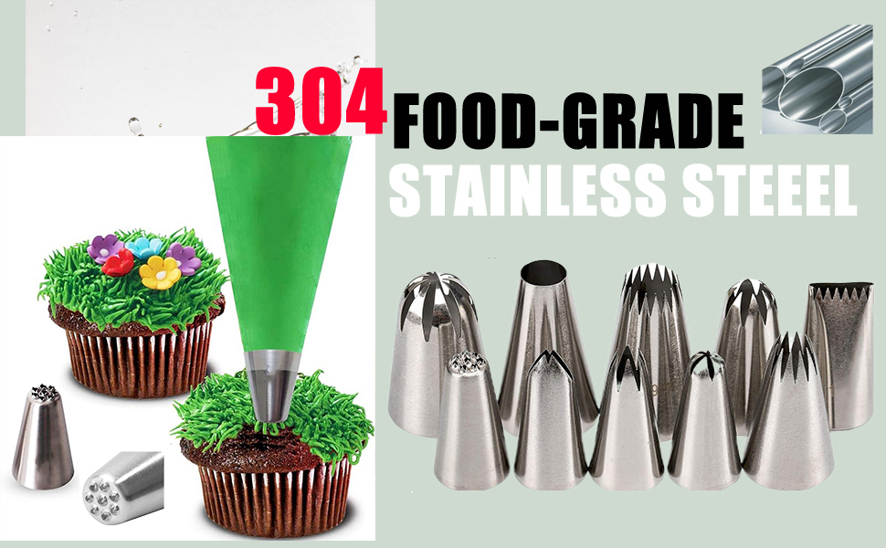 MDLJG 11 Pcs Extra Large Piping Tip Set, Stainless Steel Frosting Piping Kit,Pastry