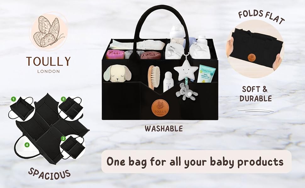 black baby organiser bag newborn essentials caddy organizer
