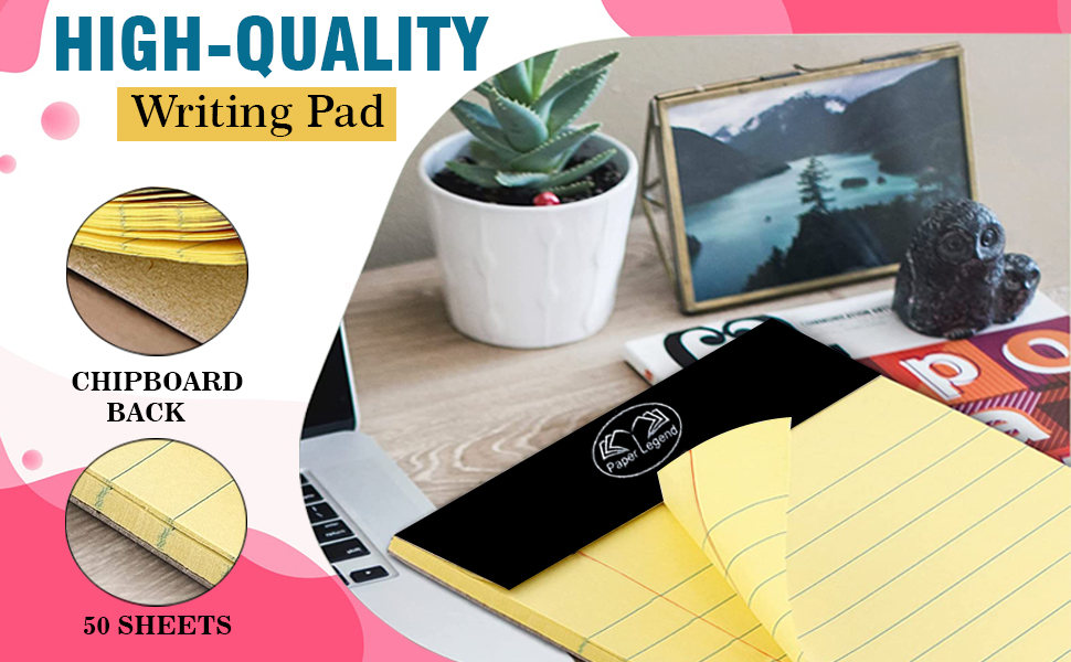 (Pack of 2) A4 Yellow Legal Pad 50 Sheets 80 GSM Refill Pad Office