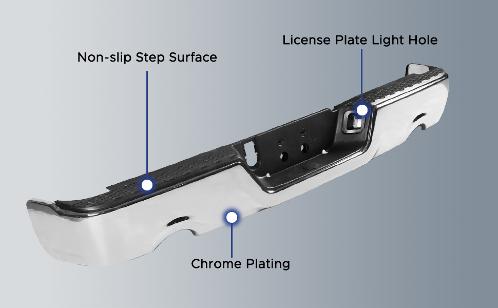 Rear Bumper Assembly 2009-2018 Dodge Ram 1500 Aftermarket Replacement CH1103118 Chrome Steel