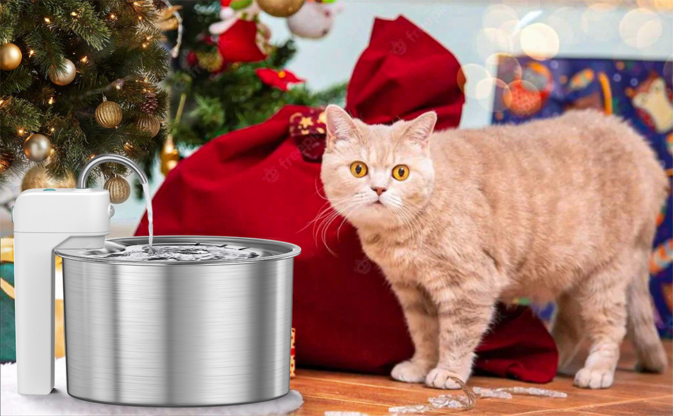 Uooser Cat Water Fountain Stainless Steel, Wireless
