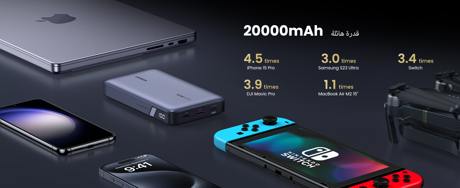 Power Bank 20000mAh Portable Charger USB-C Fast Charging 100W  Fast Charging Portable Charger