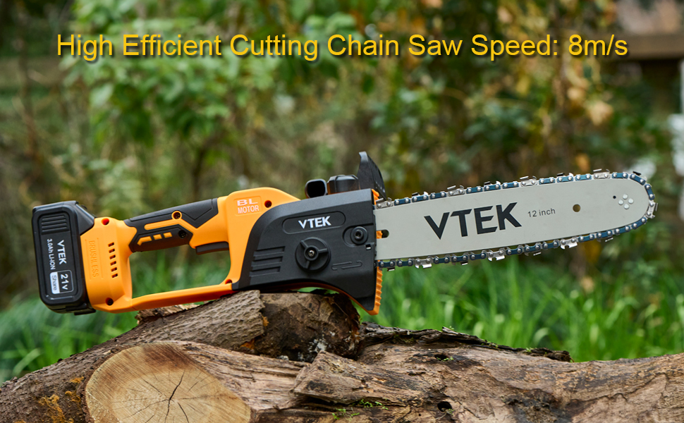 VTEK Chainsaw Cordless Brushless Chain Saw 12inch Power