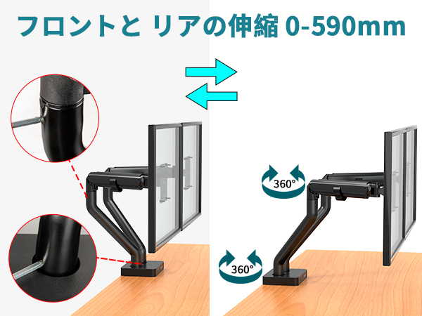 Amazon.co.jp: ZepSon モニターアーム デュアル、USB HUB & USB