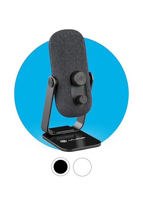 rendering of go work mic on blue background with color uptions underneath