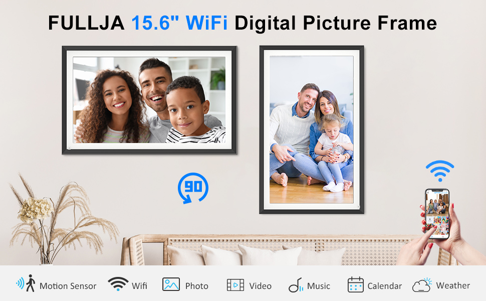 WiFi FULLJA Digital Picture Frame 15.6inch Digital Photo Frame with