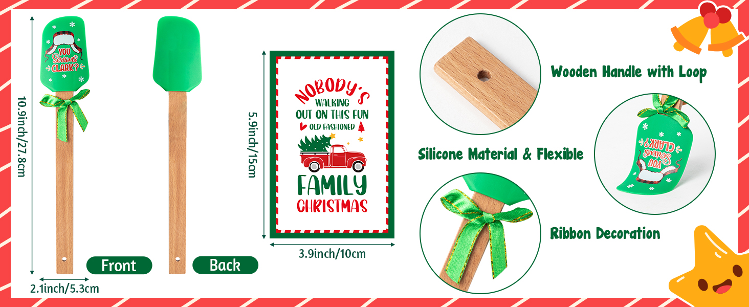 3Pc Funny Christmas Pot Holders with Silicone Spatula Gift Set