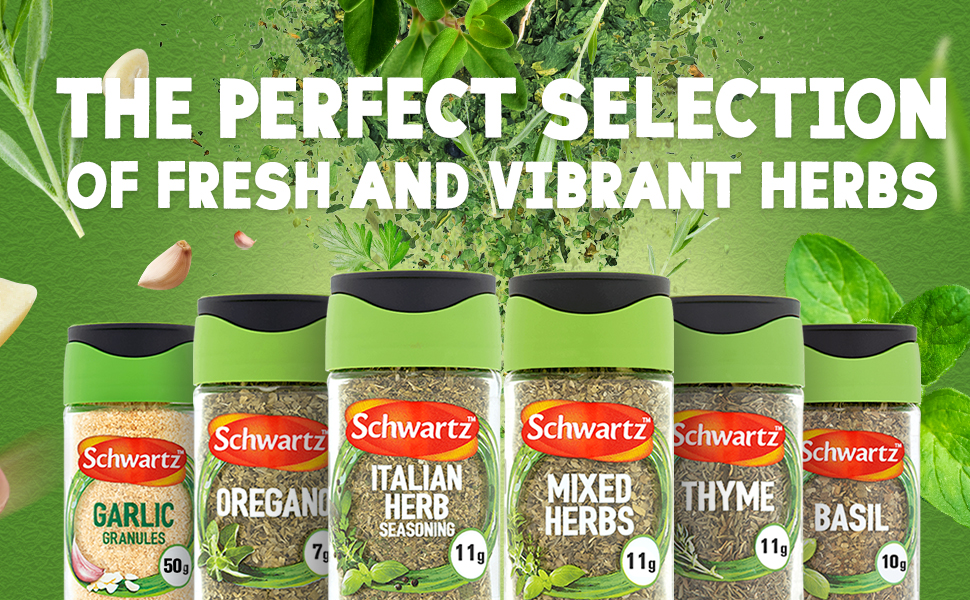 Schwartz Herb Essentials Jars Bundle Garlic Granules Oregano