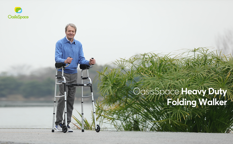 OasisSpace Folding Walker Standard Walker with 5’’ Wheels