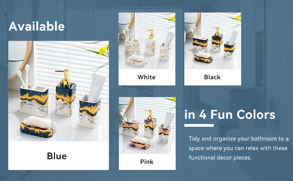 4 Piece Bathroom Accessories Set Blue Bathroom Accessory Sets Includes Lotion