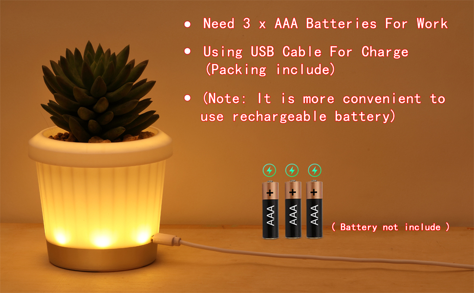 LED Plant Pot, Modern LED Flower Pot by Tvorvik, LED Lighted Planter with 3 Lighting Mode