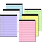 6 Pack Legal Pads 8.5 x 11 Colored Note Pads 8.5 x 11 Pink Notepad Perforated Writing Pads 8.5 x ...