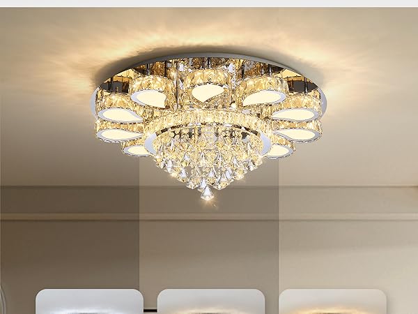 ★AIchaaanshop★ HAIXIANG LED Chandelier for Living Room Ceiling Light, 32in