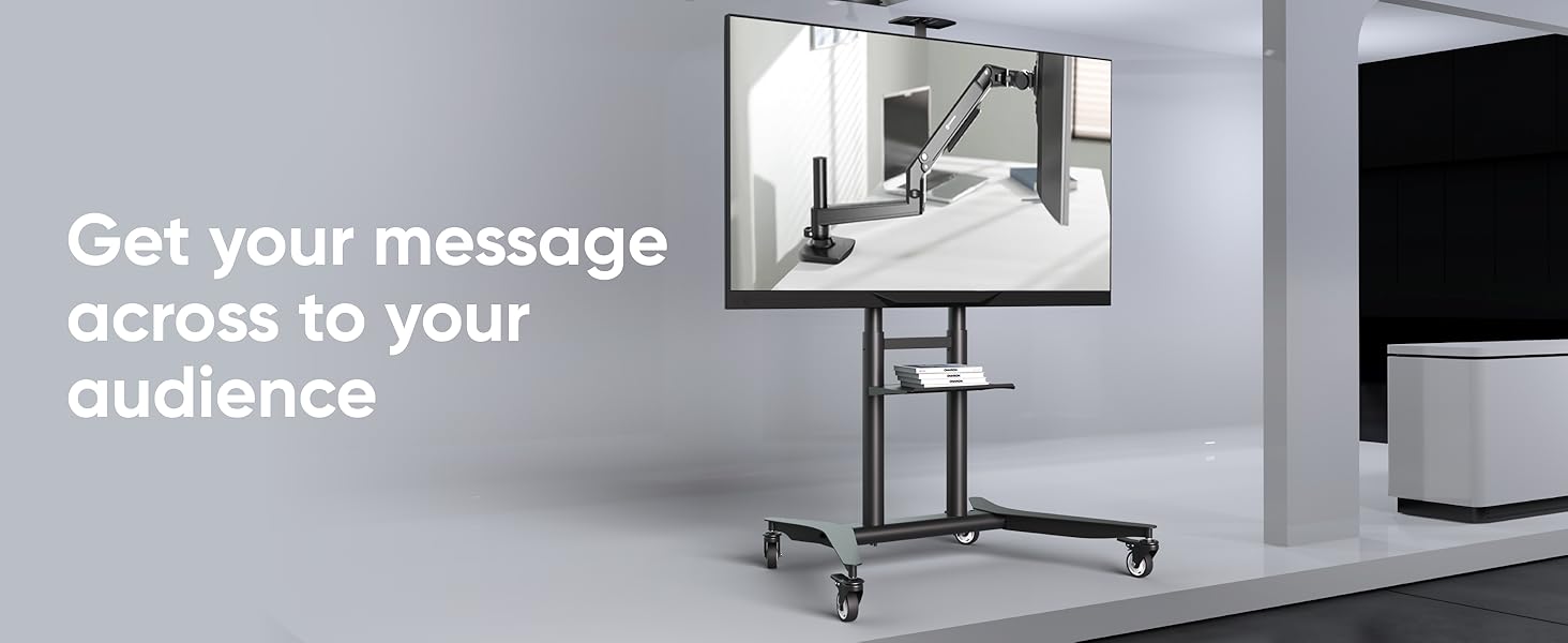 tv stand rolling adjustable height, mobile tv mount with wheels, tv cart on wheels