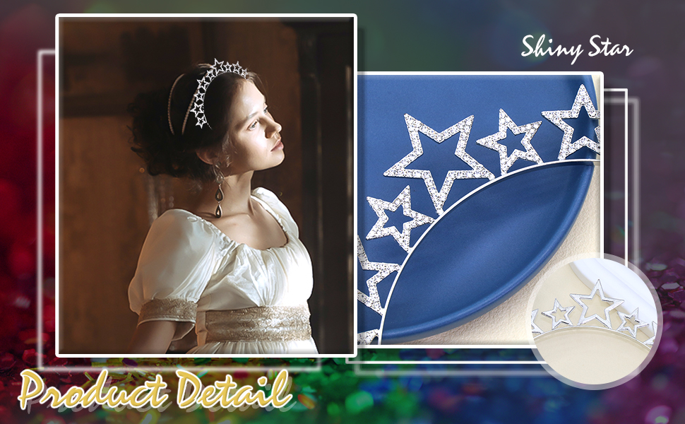 SAWINDA Stars Tiaras Headband for Women Girls Silver