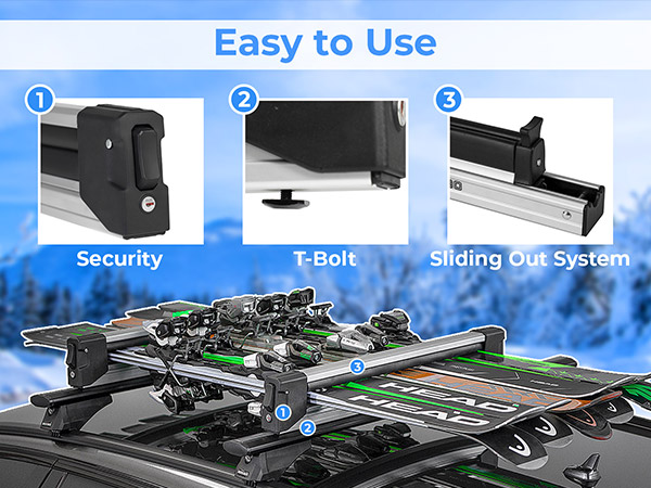 Amazon.com: OMAC Ski Rack for Car Roof with Sliding