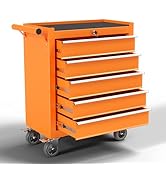 OAKANDO 5-Drawer Metal Rolling Tool Chest with Wheels,Tool Storage Cabinet with Locking System，To...
