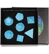 rockcloud Blue Howlite Turquoise DND Polyhedral Dice Set of 7, Healing Crystal Stone Hand-Made Di...