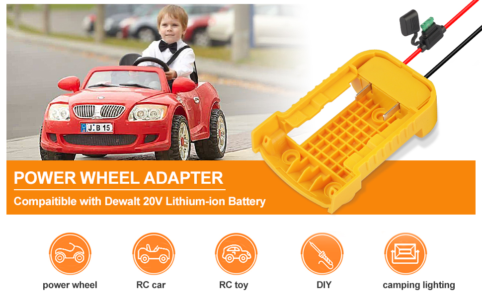 ZLWAWAOL 2 Pack Power Wheel Adapter with Fuse & Switch,Battery Adapter for Dewalt