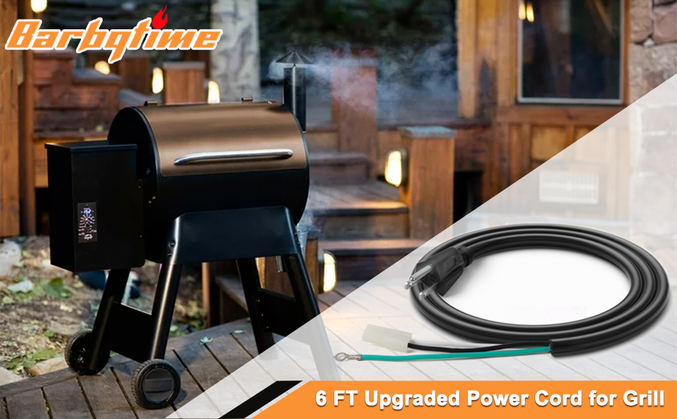 Barbqtime 6 Feet Power Cord Replacement for Traeger and Pit Boss Wood Pellet Grills