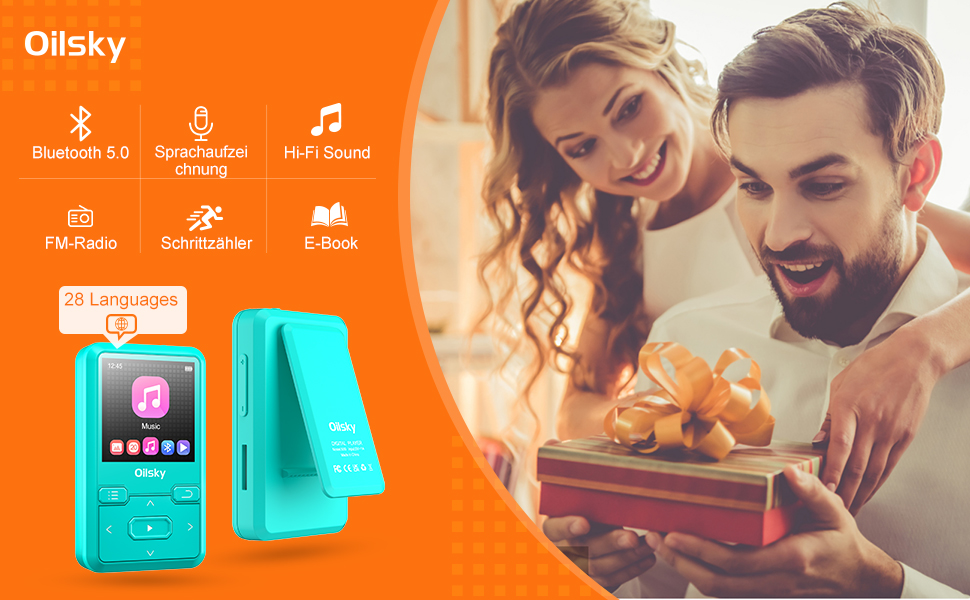 Clip MP3 Player Bluetooth 5.0, Tragbare MusikPlayer mit 32GB internen