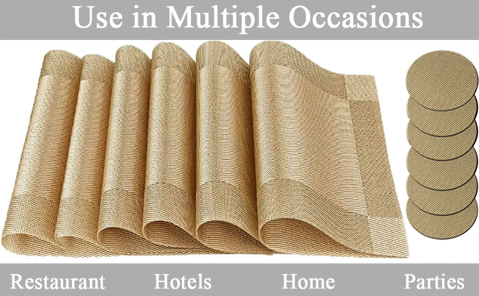 Placemats Set of 6,Placemat with Coasters Heat Stain Scratch Resistant