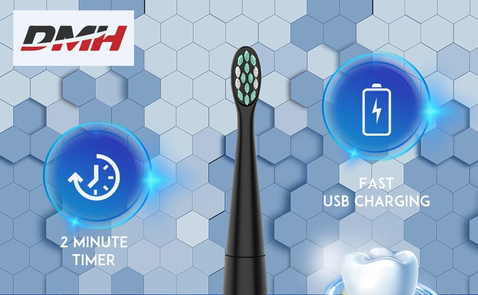 DMH Electric Toothbrush，Sonic Electric Toothbrush Powerful Cleaning