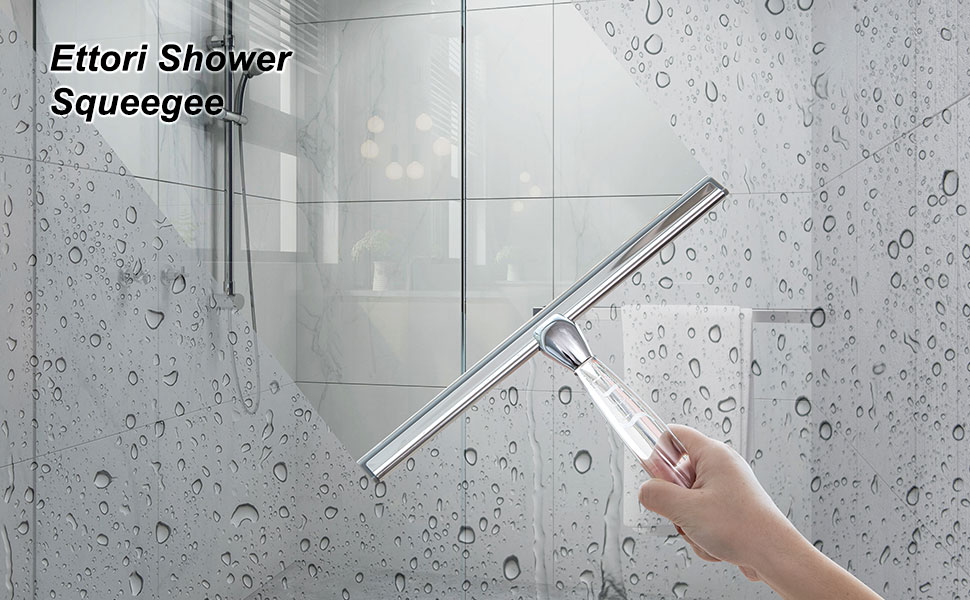 Shower Squeegee,Stainless Steel Shower Screen Wiper with 30.5cm
