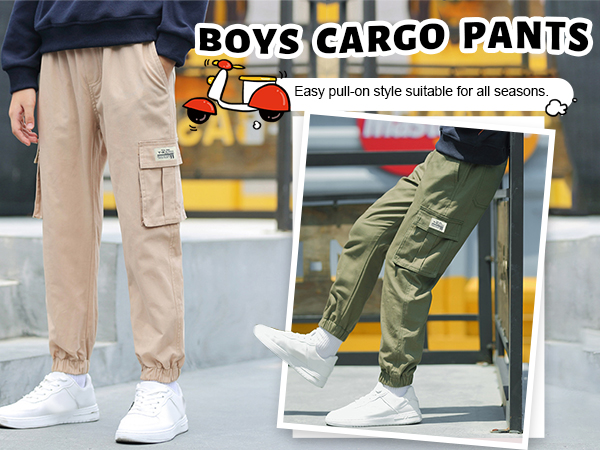Amazon.com: Happy Cherry Boys Cargo Trousers Stretch Elastic