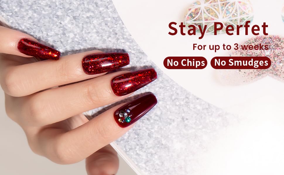 Burgundy Glitter Gel Nail Polish