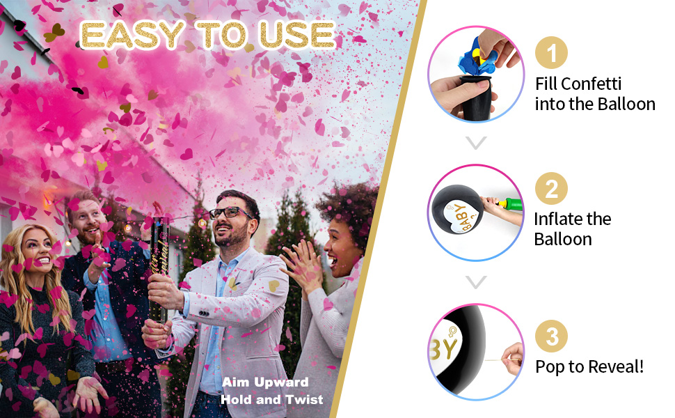 Gender Reveal Powder Confetti Cannon & Confetti Balloon