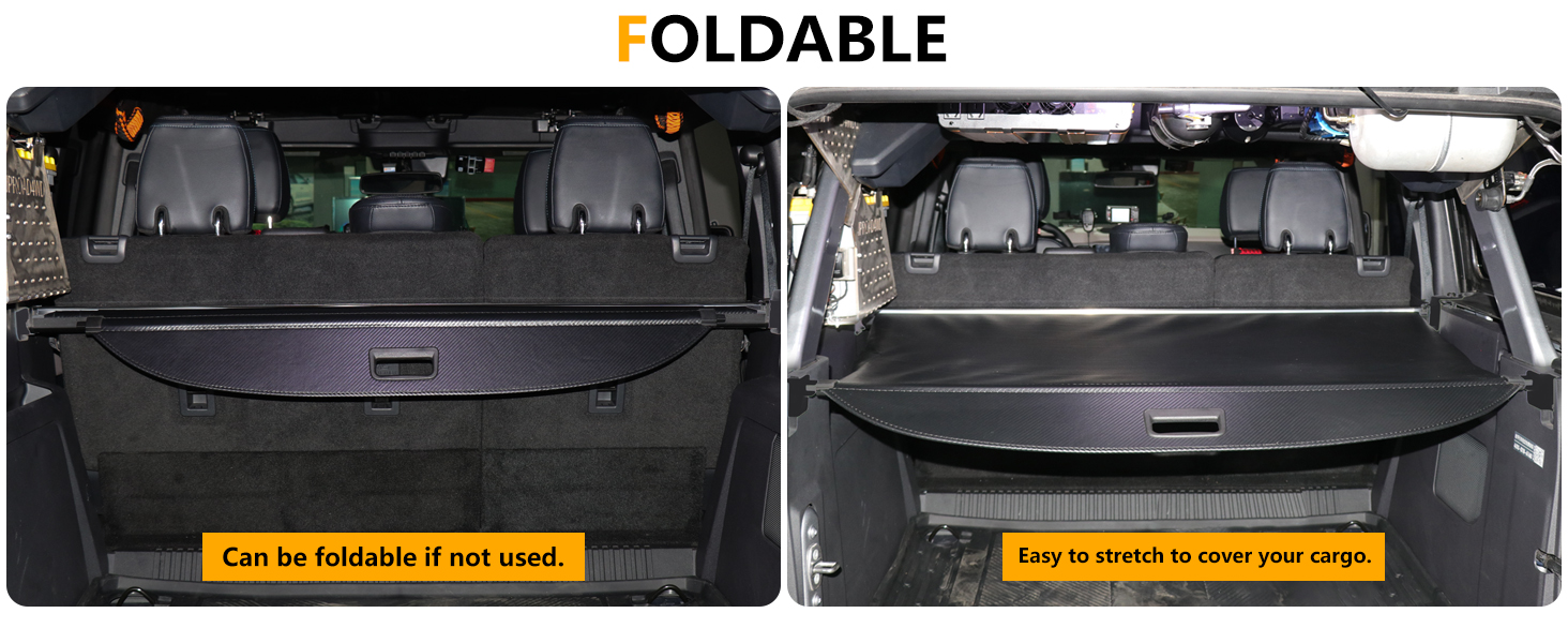 For Bronco Cargo Cover Retractable