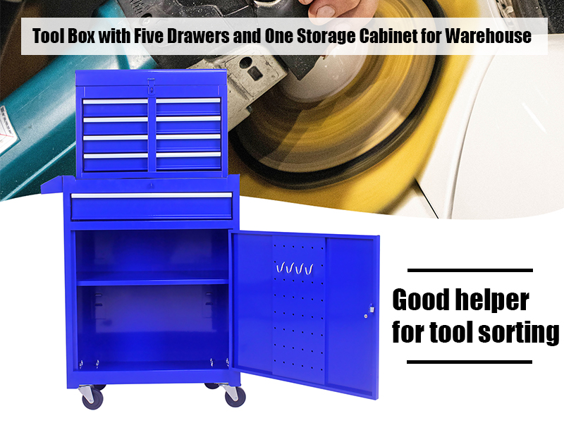 pouseayar 5 Drawer Rolling Tool Box, Top Snapped to Bottom Tool Box Tool