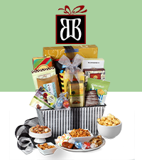 broadway basketeers pretzels , popcorn , gourmet candy, certified kosher gourmet food gift