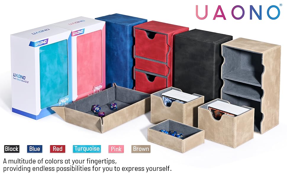 UAONO MTG Card Deck Box with Dice Rolling Tray, TCG Double