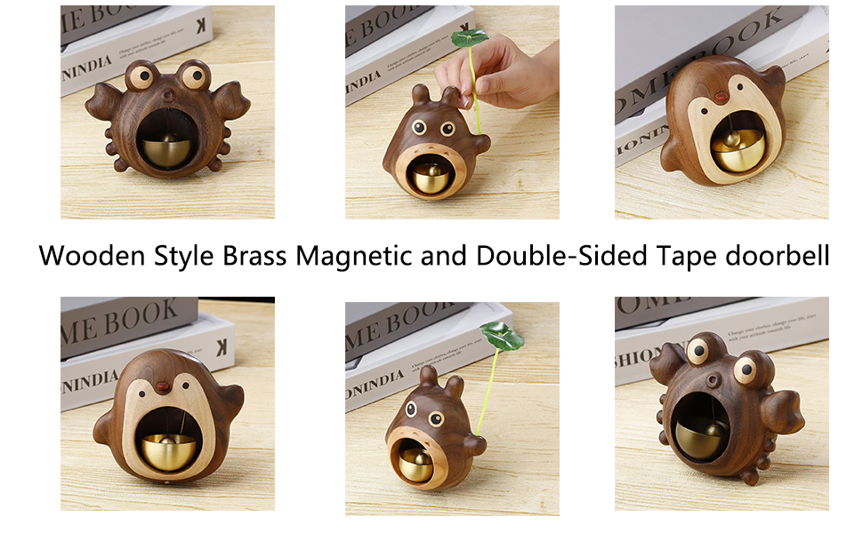 Black Walnut Cartoon Doorbell Dopamine Wind Chime Suction Ornament WoodyBeing Shopkeepers Bell