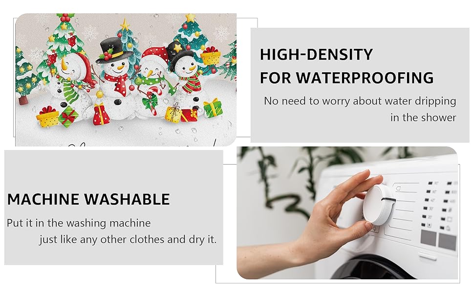 Strenflie Christmas Shower Curtain, Let It Snow Snowman