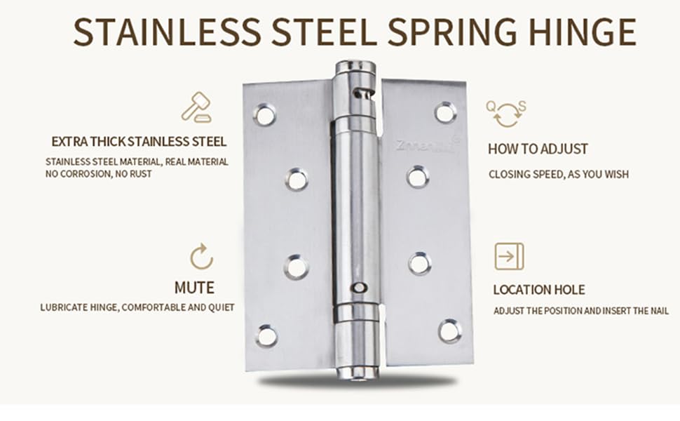 Self Closing Door Hinges 4 Inch,Automatic Door Closer Brushed Nickel