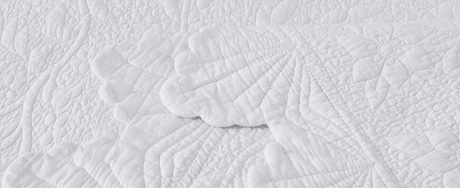 Brandream White Quilts Set Twin Size Cotton Matelasse