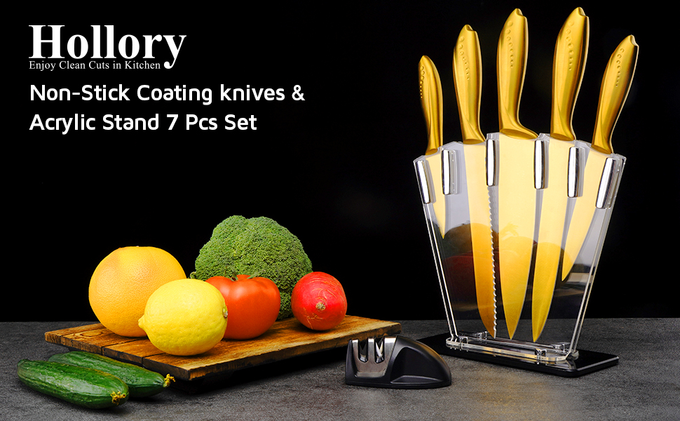 Non-Stick Coating Knives & Acrylic Stand 7 Pcs Set