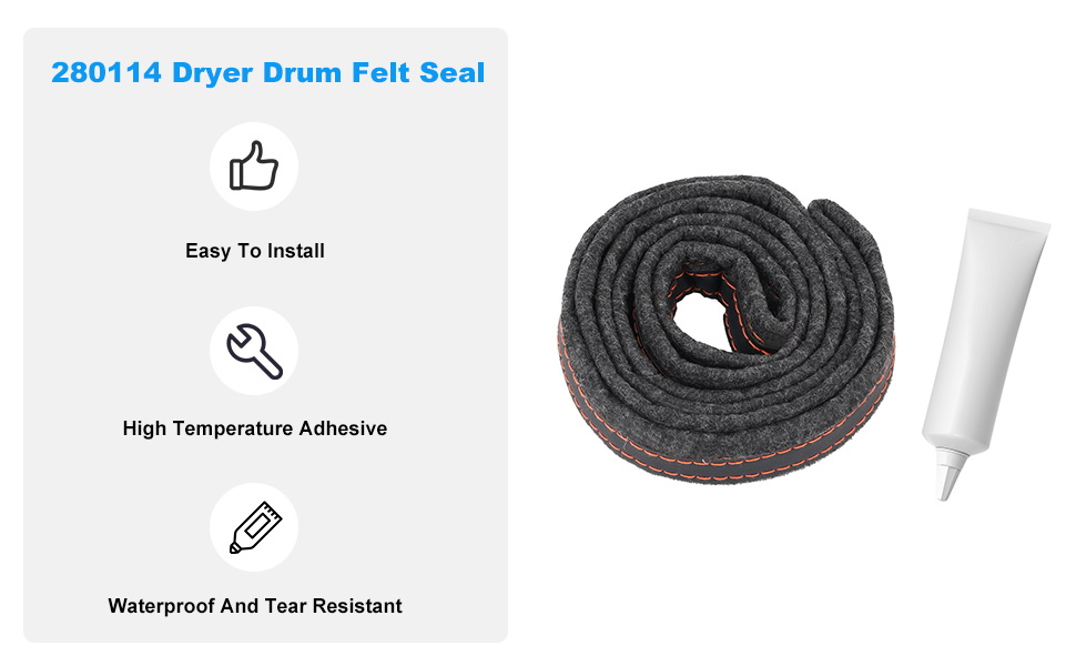 WP280114 Dryer Drum Felt Seal Replacement Whirlpool Kenmore