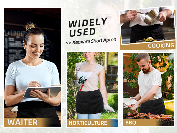 Xeoxarel Black Server Waist Aprons, Waitress Half Apron