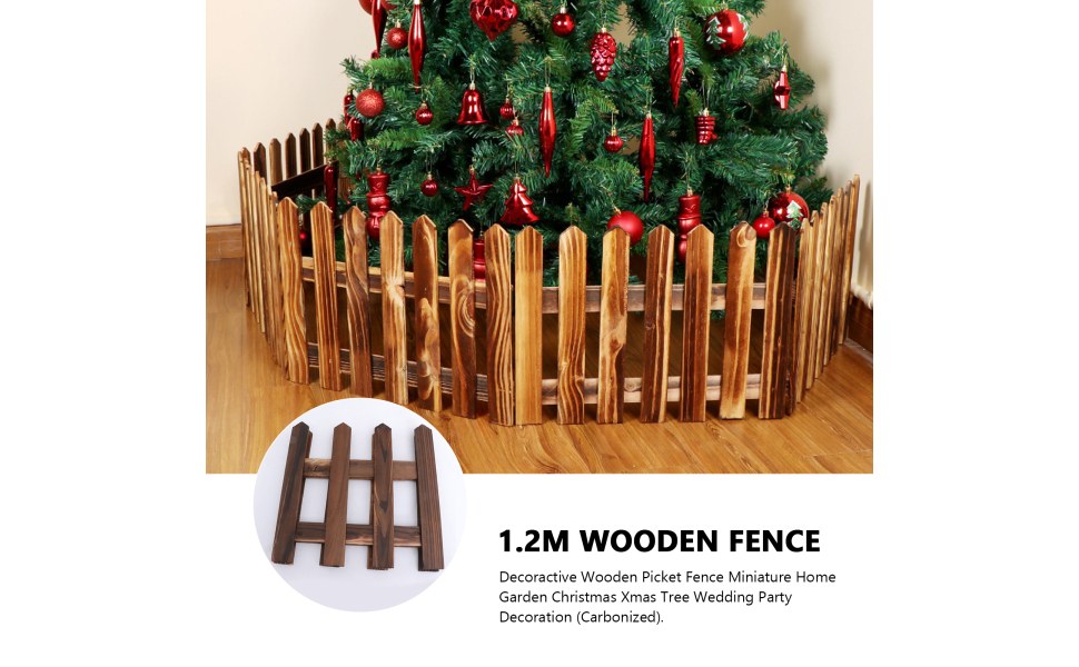 DOITOOL Christmas Wooden Picket Fence, Wood Christmas Tree