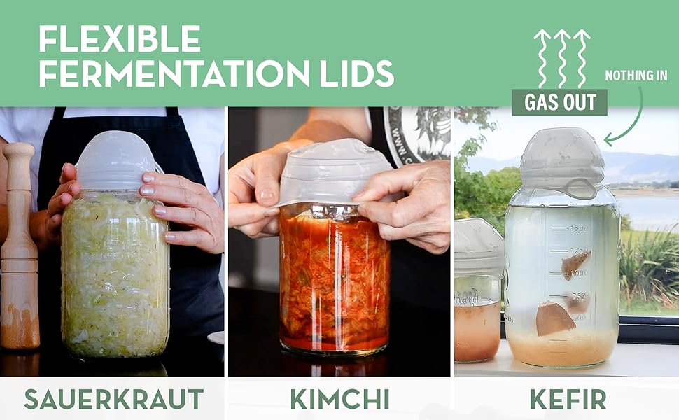 Fermentation Kit with 4 Glass Pickle Weights, 4 Airlock