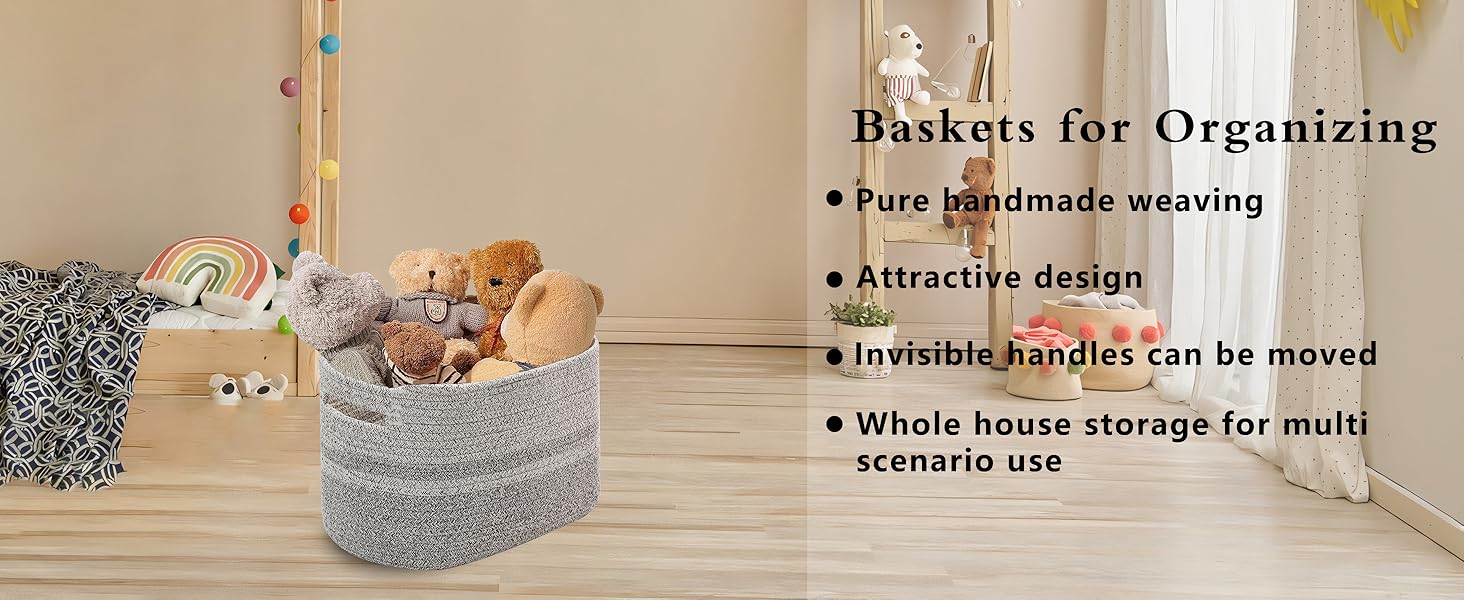 Rectangular Woven Baskets for Storage Small Cotton
