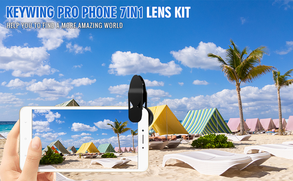 KEYWING Upgraded Phone Lens Kit 7in1 Kits Fisheye Lens, 2X Telephoto Lens+198° Fish