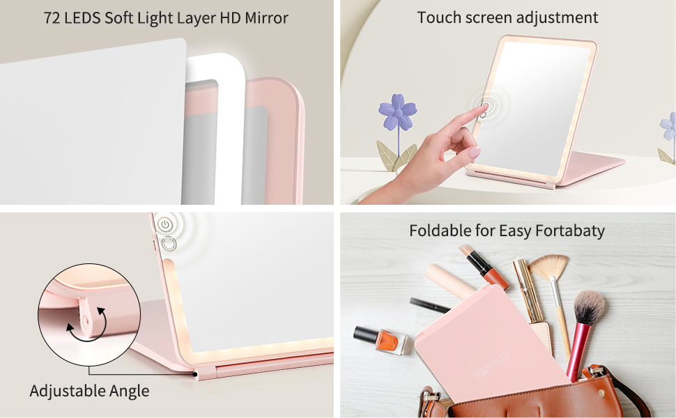 lighted travel mirror